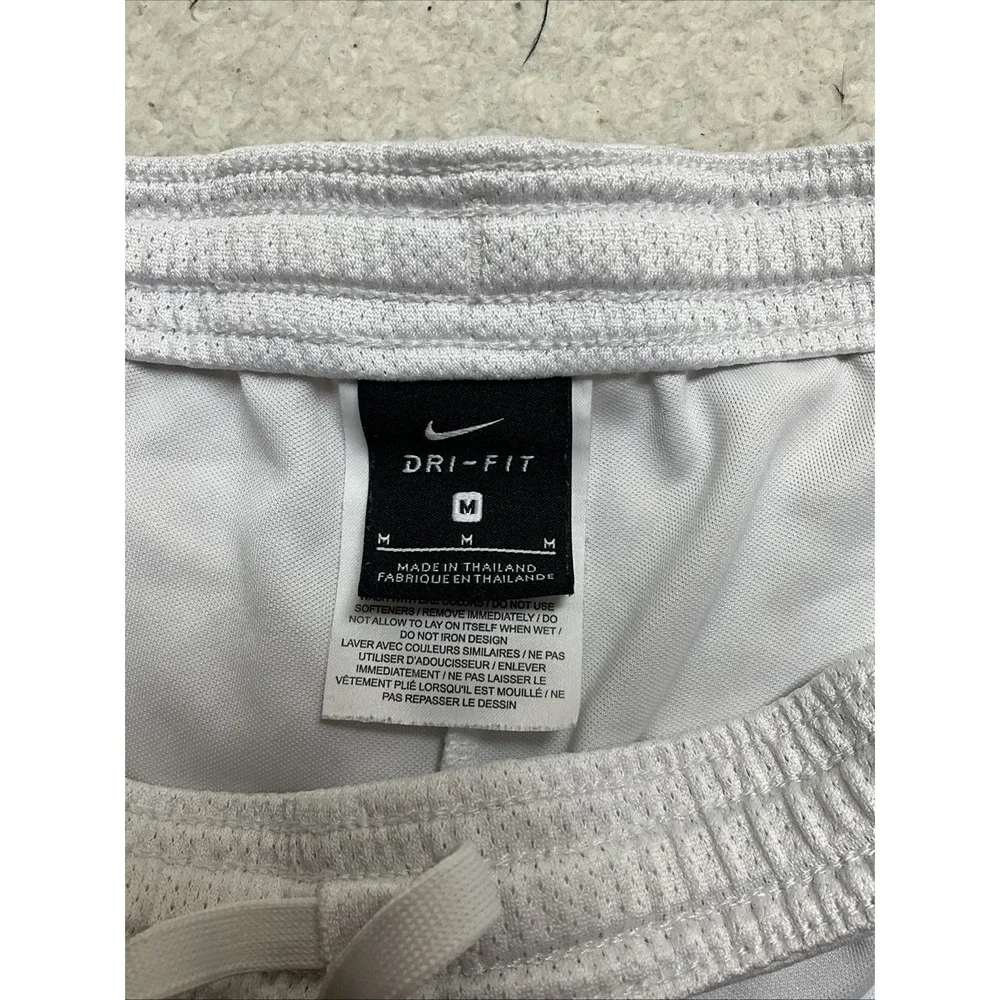 Nike Shorts White Black Swoosh Basketball Gym Dri-Fit Size M